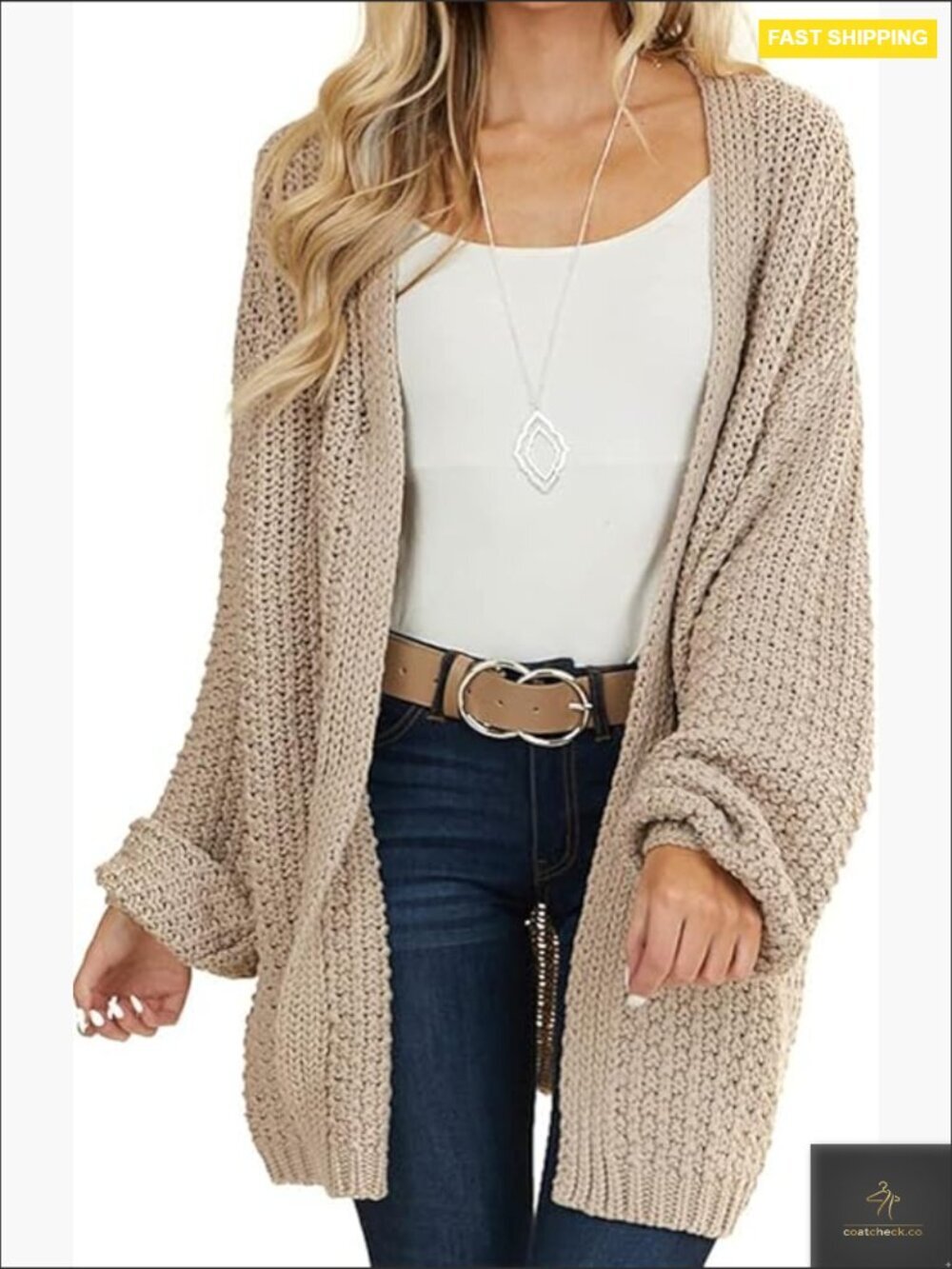 Chunky Knit Cardigan Long Sleeve Open Front Oversized Sweater Outwear Cozy - Picture 1 of 7